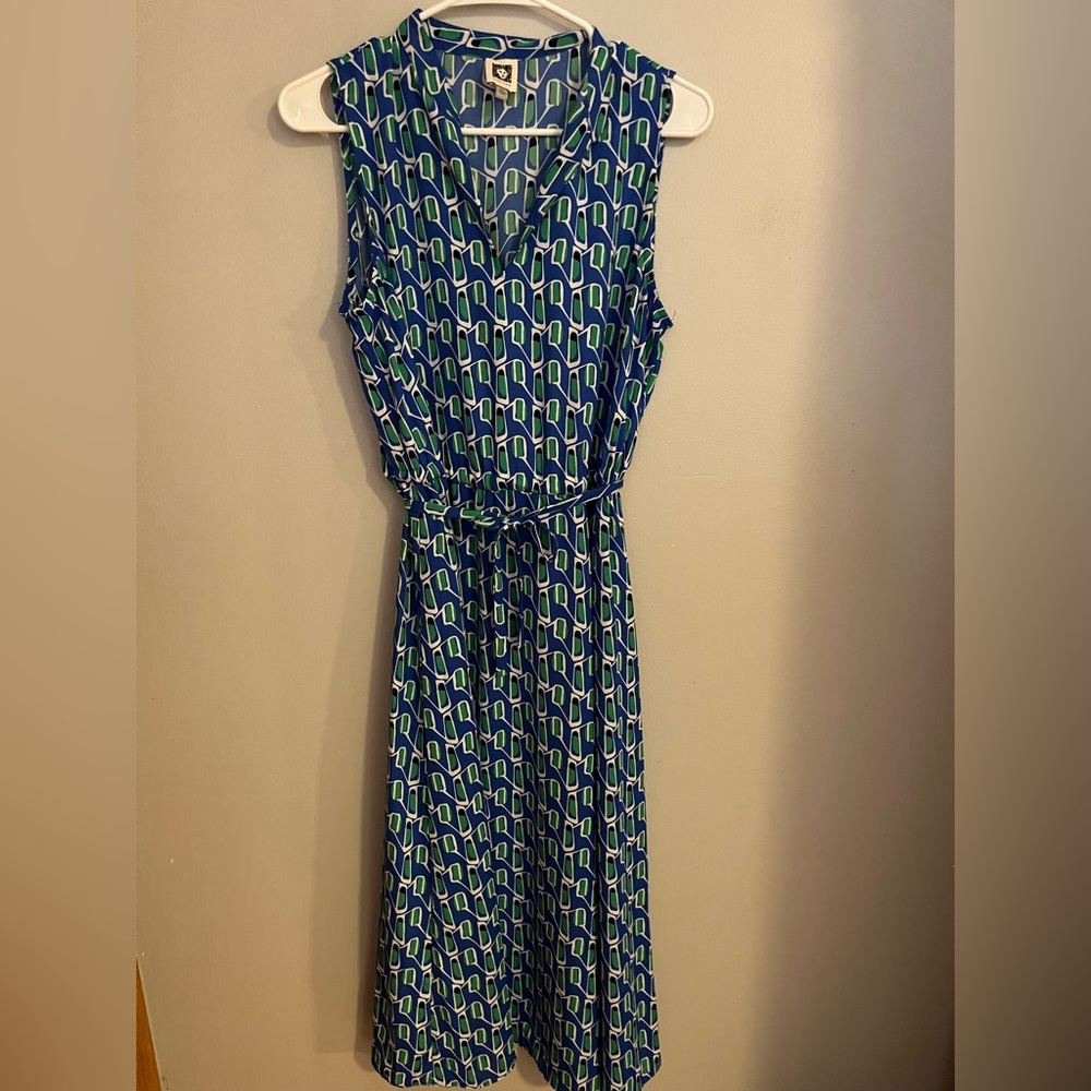 Anne Klein Blue and Green Patterned Maxi Dress